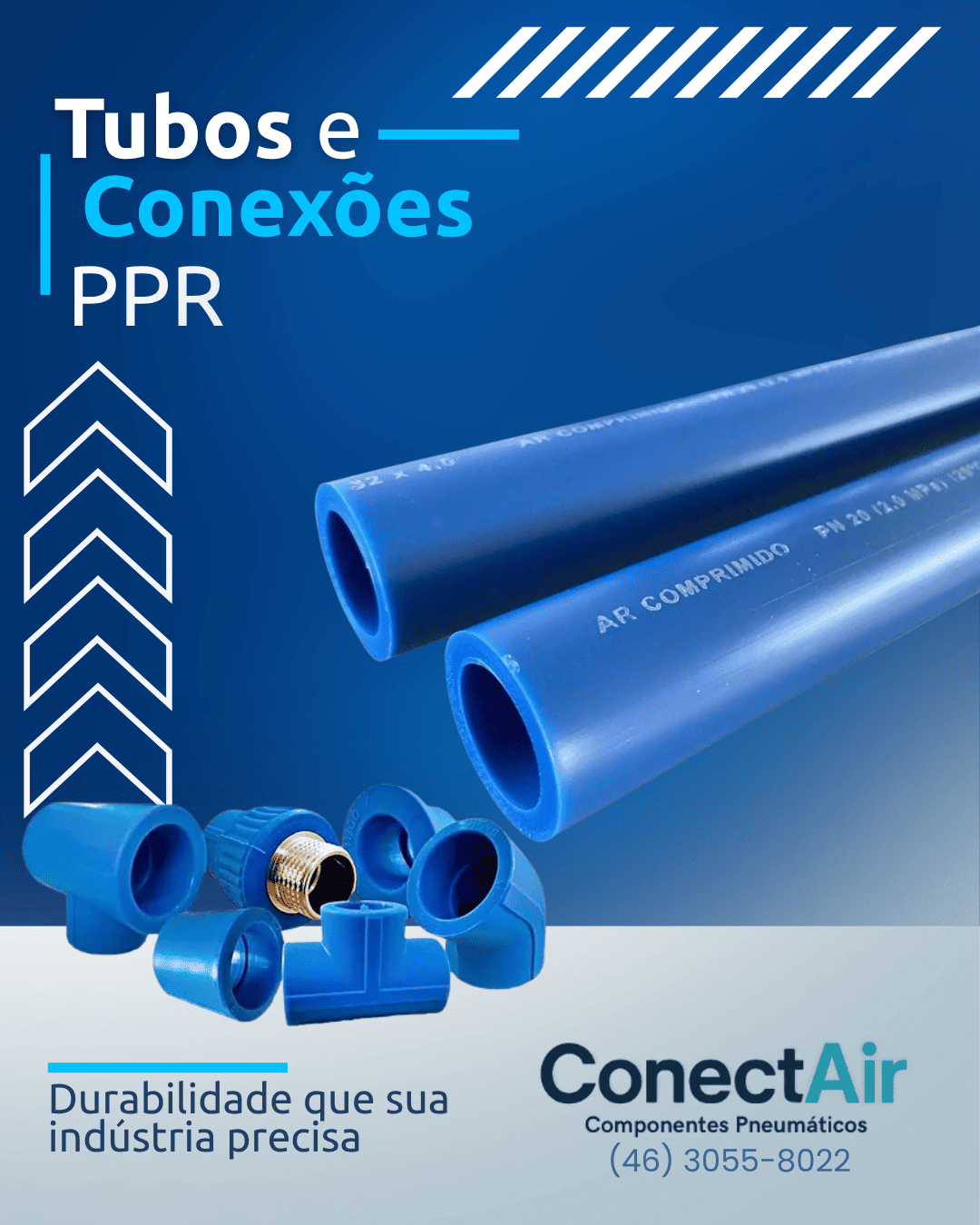 Tubos e Conexões PPR para rede de ar comprimido